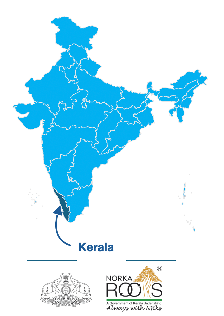 Map of India highlighting the state of Kerala